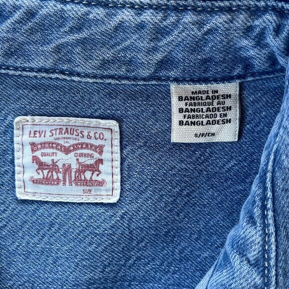 NWOT Levi's Louisa Short Sleeve Denim Mini Shirt Dress - Snap Front - Sz Small - Picture 8 of 10